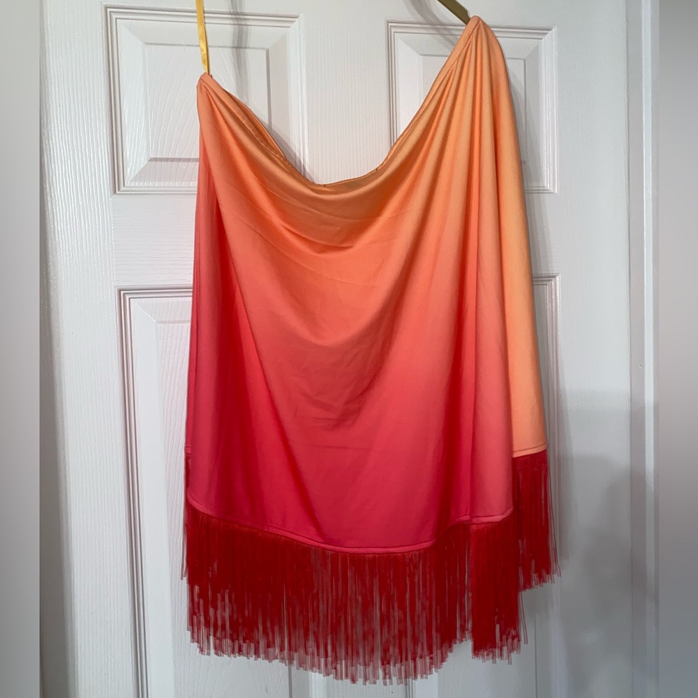 Boston Proper So Chic One Shoulder Ombre Fringe Top with matching pants. Size L - Picture 12 of 16